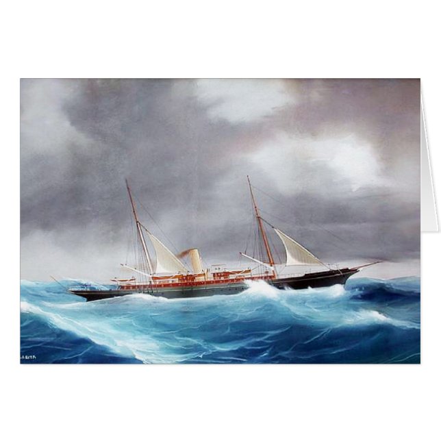 Cartão Iate a vapor Margarita 1900 (Frente Horizontal)