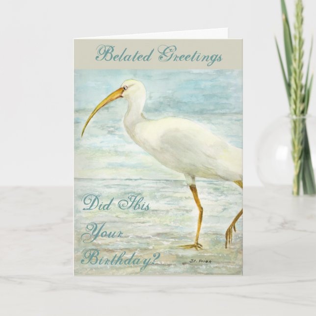 Cartão Íbis brancos na pintura da aguarela da praia da (Frente)