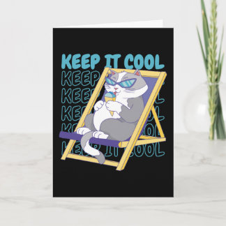 Cartão Ice Cream Summer Beach Ice Cream Vacation Cat
