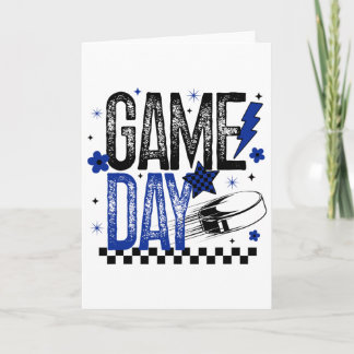 Cartão Ice Hockey Game Day Hockey Mom Retro Blue And Blac