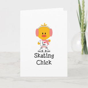 Cartão Ice Skating Chick Greeting Card