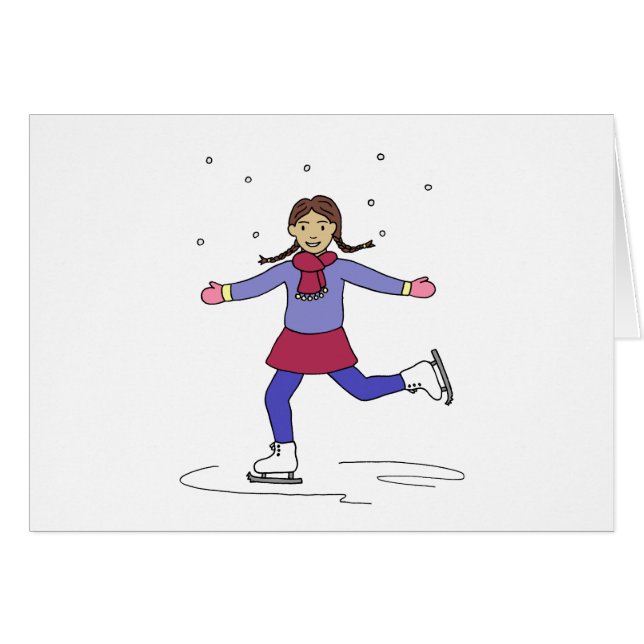Cartão Ice Skating Girl (Frente Horizontal)