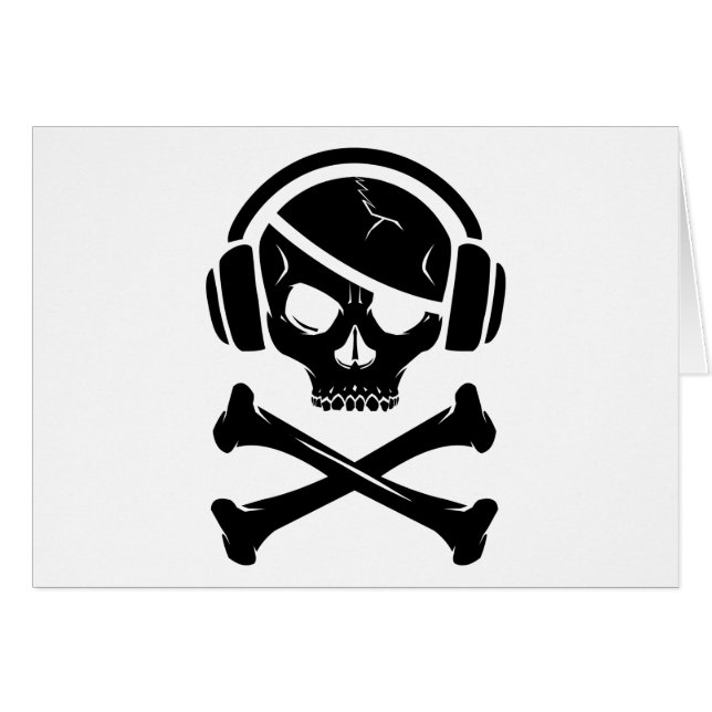 Cartão Ícone da pirataria anti-RIAA do pirata da música (Frente Horizontal)