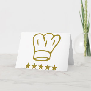 Cartão ícone de chef de cozinha deluxe ouro com 5 estrela