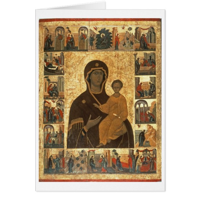 Cartão Ícone de Hodegetria do Virgin de Smolensk, c.1450 (Frente)