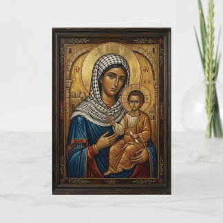 Cartão Ícone Ortodoxo Oriental da Virgem Maria Palestina