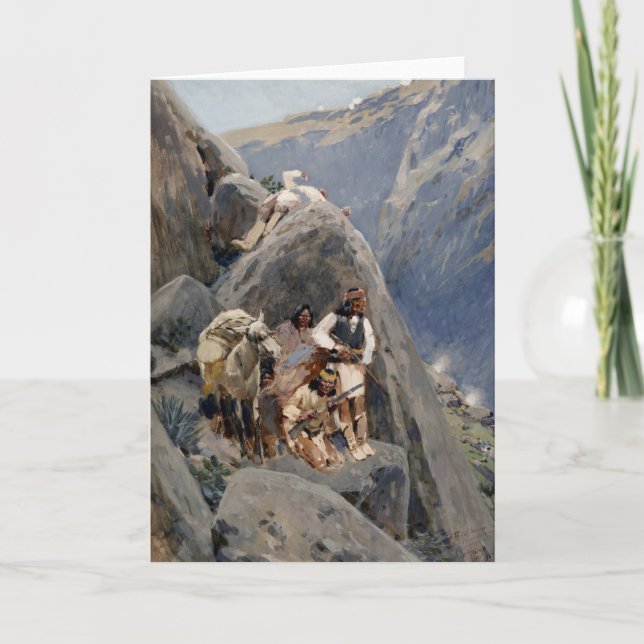 Cartão Ícones Nativos Americanos: Guerreiros Apache, Cava (Frente)