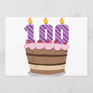 Cartão Idade 100 no bolo de aniversário