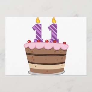 Cartão Idade 11 no bolo de aniversário