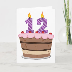Cartão Idade 12 no bolo de aniversário