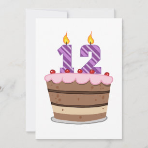 Cartão Idade 12 no bolo de aniversário