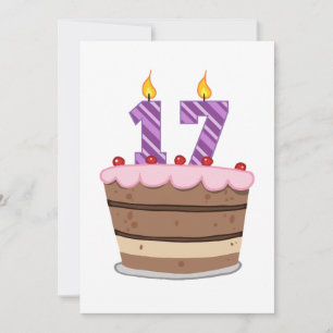 Cartão Idade 17 no bolo de aniversário