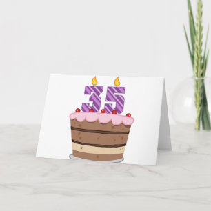Cartão Idade 35 no bolo de aniversário