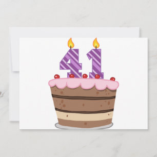 Cartão Idade 41 no bolo de aniversário