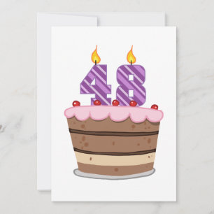 Cartão Idade 48 no Bolo de Aniversário