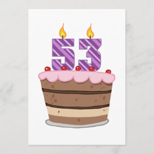 Cartão Idade 53 no bolo de aniversário