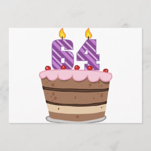 Cartão Idade 64 no bolo de aniversário