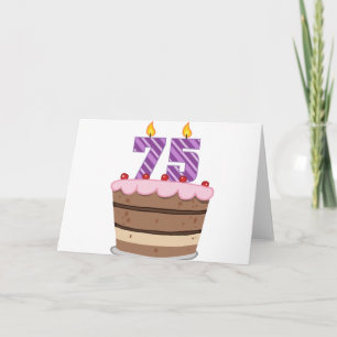Cartão Idade 75 no bolo de aniversário