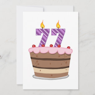 Cartão Idade 77 no bolo de aniversário