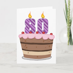 Cartão Idade 80 no bolo de aniversário