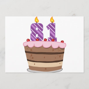 Cartão Idade 81 no bolo de aniversário