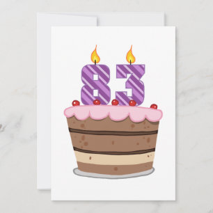Cartão Idade 83 no bolo de aniversário
