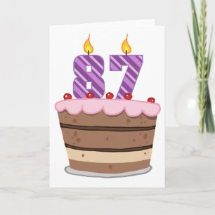 Cartão Idade 87 no Bolo de Aniversário