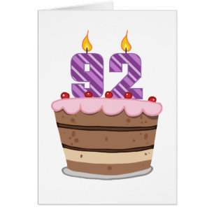 Cartão Idade 92 no bolo de aniversário