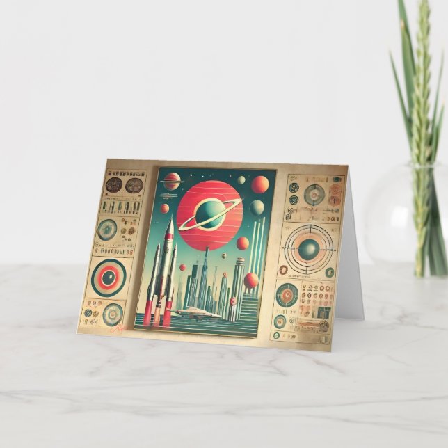 Cartão Idade do Espaço Coordenadas Interplanetárias Alien (Frente)