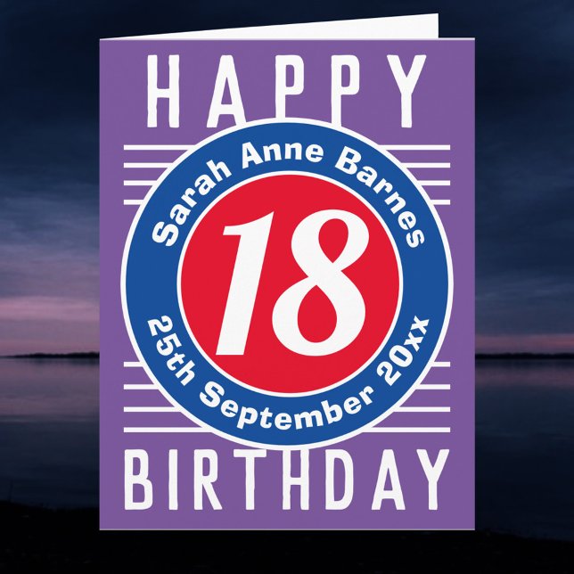 Cartão Idade, Nome e Data em um 18º aniversário (Criador carregado)