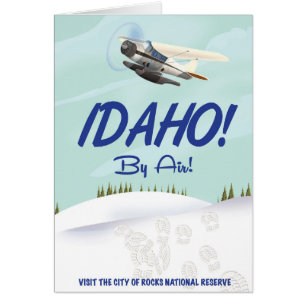 Cartão Idaho! Cartaz de viagem vintage em desenho animado