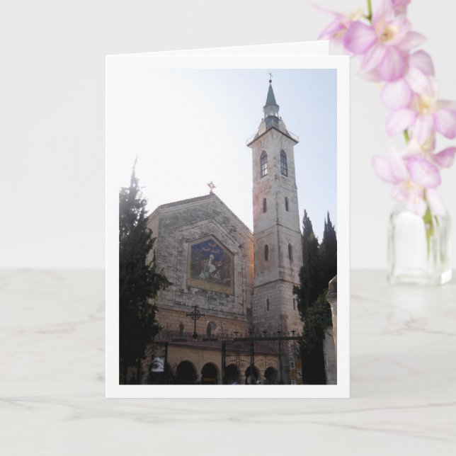 Cartão Igreja da Visitação, Jerusalém, Israel (Orquídea)