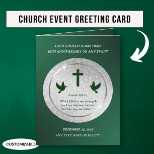 Cartão Igreja de Apreciação Silver Green Aniversário