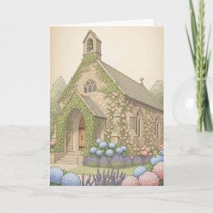 Cartão Igreja de pedra encantadora e decorada da Vintage