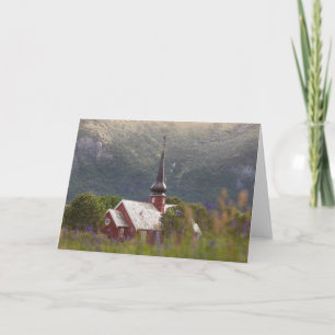 Cartão Igreja Flakstad das Ilhas Lofoten