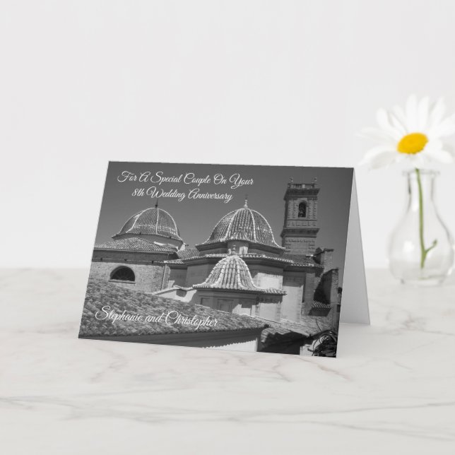 Cartão Igreja Personalizada 8º Aniversário de Casamento (Planta pequena)