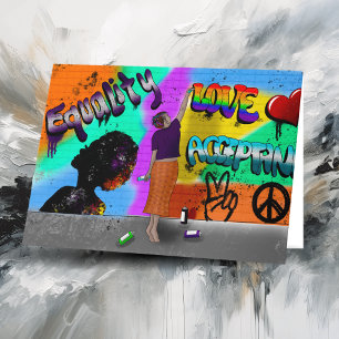 Cartão Igualdade, Amor e Aceitação Arte Desenhada à Mão