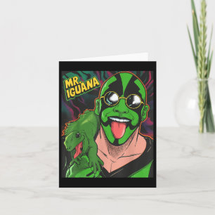 Cartão Iguana Tongue Out Funny Lizard Wrestler Cartoon