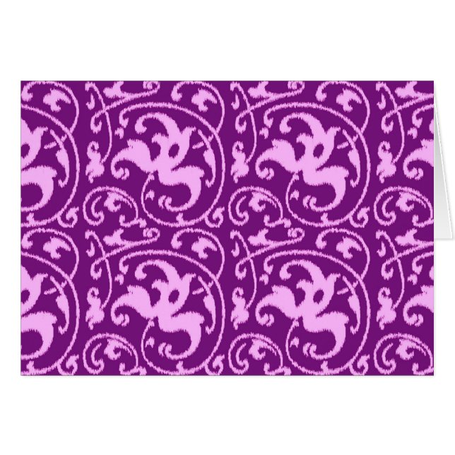 Cartão Ikat Floral Damask - Orquídea e Roxo (Frente horizontal)