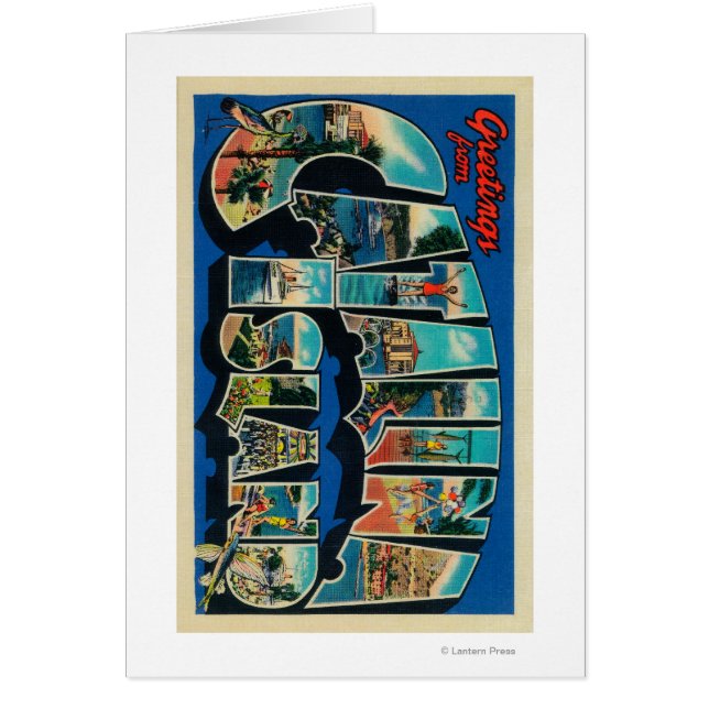 Cartão Ilha Catalina, Califórnia - Letra Grande (Frente)