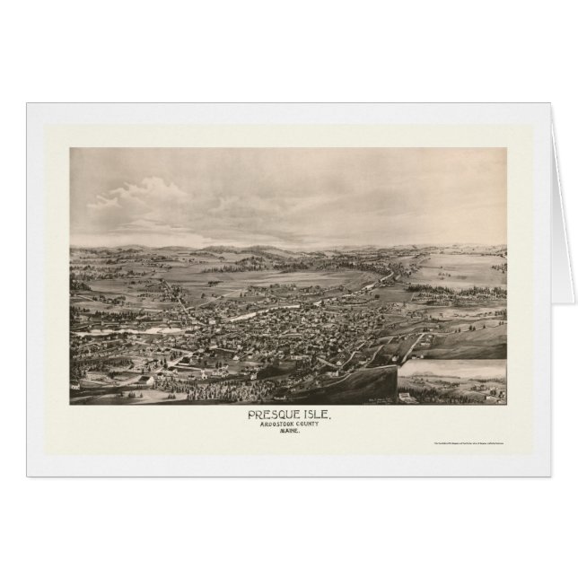 Cartão Ilha de Presque, MIM mapa panorâmico - 1894 (Frente Horizontal)