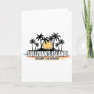 Cartão Ilha de Sullivan Carolina do Sul Retro Surf Bea