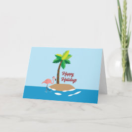 Cartão Ilha do Natal Tropical com Flamingo