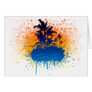 Cartão Ilha dos grafites do paraíso - pinte a praia do