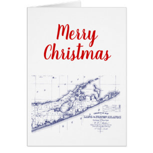 Cartão Ilha Long Natal Hamptons Map VC