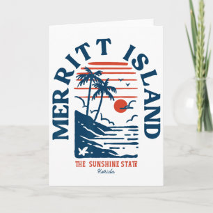 Cartão Ilha Merritt Flórida Retro Surfista Praia Vintage