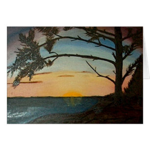 Cartão Ilha pacífica de Wikininnish do por do sol BC
