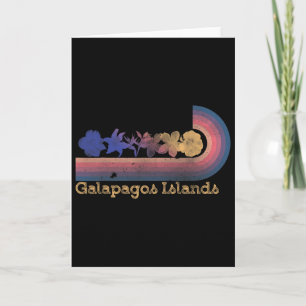 Cartão Ilhas Galápagos Florais Tropicais Retro Estilo 80'