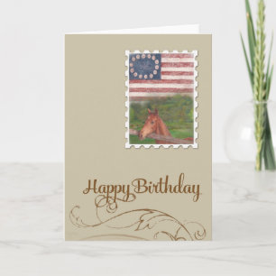 Cartão Illustrated Horse Stars & Stripes Birthday