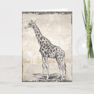 Cartão Illustrated Sepia Giraffe Happy Birthday Card